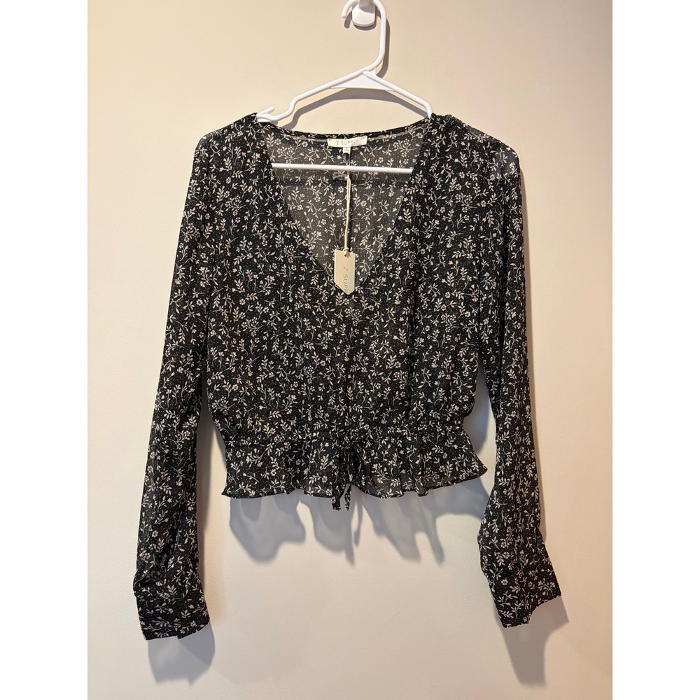 NWT Small Floral Y2K Crop Top Long Sleeve Sheer Coquette Fairy Grunge Z Supply